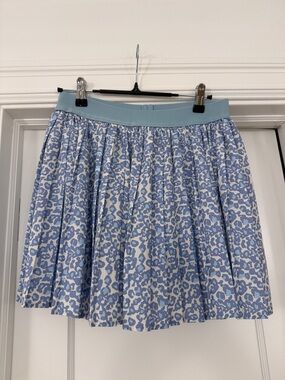 SSYS Blue Animal Printed Pleated Skater Skirt NWOT